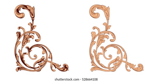 Baroque corner vector set of vintage elements for design. Decorative design element filigree calligraphy vector. You can use for wedding decoration of greeting card and laser cutting. Tattoo black