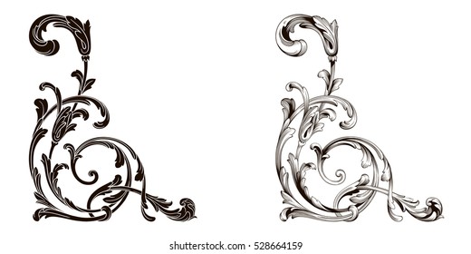 Baroque corner vector set of vintage elements for design. Decorative design element filigree calligraphy vector. You can use for wedding decoration of greeting card and laser cutting. Tattoo black