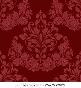 Baroque damask design featuring ornate floral motifs, perfect for luxury decor and backgrounds