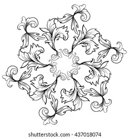 Baroque damask design frame. Vintage pattern in retro style.  Vector illustration. Perfect for cards, background and print