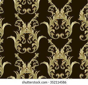 Baroque damask vector pattern in stripe 
