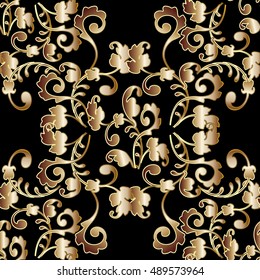 Baroque damask vintage vector seamless pattern background  illustration.with antique floral medieval 3d flowers and ornaments.Baroque ornament.Baroque pattern.Baroque illustration..Baroque background.