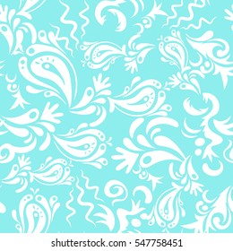Baroque damask vintage vector seamless pattern with doodles. Wallpaper with antique floral medieval baroque abstract doodles and ornaments. Damask pattern in baroque style.