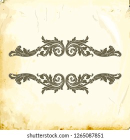 Baroque decorations element with flourishes calligraphic ornament. Vintage style design collection for Posters, Placards, Invitations, Banners, Badges and Logotypes