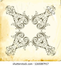 Baroque decorations element with flourishes calligraphic ornament. Vintage style design collection for Posters, Placards, Invitations, Banners, Badges and Logotypes