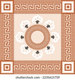 Decoración barroca Abstracto Plaza de la bufanda Diseño Flores orientales Elegante Concepto de lujo Vector de arte Colores de moda de moda de moda de tonos marrones