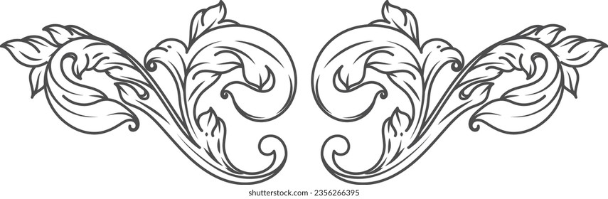 Baroque decorative eleemnt. Vintage filigree page divider