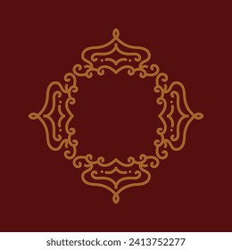 Baroque Design Element or Ornament with gold color on red background