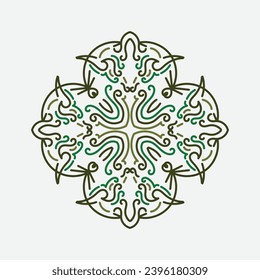 Baroque Design Elements and Ornaments with green color