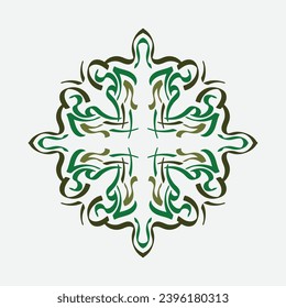 Baroque Design Elements and Ornaments with green color