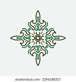 Baroque Design Elements and Ornaments with green color