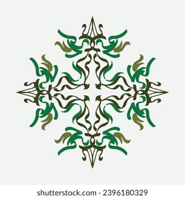 Baroque Design Elements and Ornaments with green color