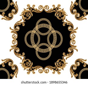 Baroque design with greek seamless pattern
