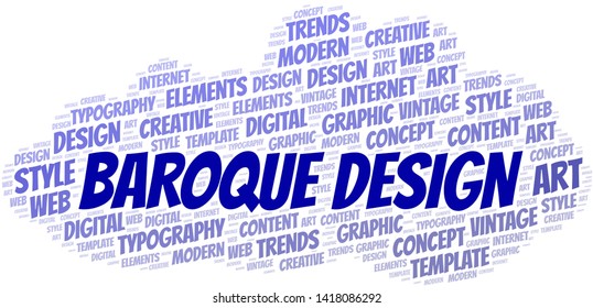 Baroque Design word cloud. Wordcloud made with text only.