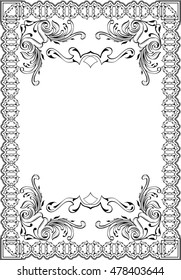 Baroque elegant art frame is on white