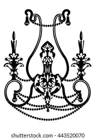 Baroque Elegant Wall lamp with ornaments.Vector  Elegant Royal Baroque Style Wall lamp