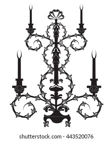 Baroque Elegant Wall lamp with ornaments.Vector  Elegant Royal Baroque Style Wall lamp