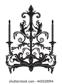 Baroque Elegant Wall lamp with ornaments.Vector  Elegant Royal Baroque Style Wall lamp