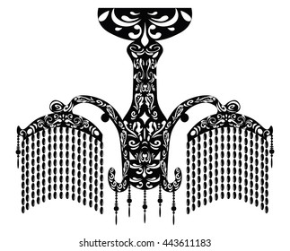 Baroque Elegant Wall lamp with ornaments.Vector  Elegant Royal Baroque Style Wall lamp