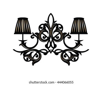 Baroque Elegant Wall lamp with ornaments.Vector Elegant Royal Baroque Style Wall lamp