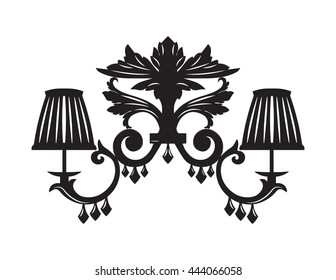 Baroque Elegant Wall lamp with ornaments.Vector Elegant Royal Baroque Style Wall lamp