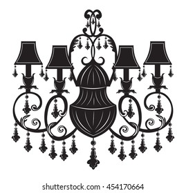 Baroque Elegant Wall lamp with ornaments.Vector Elegant Royal Baroque Style Wall lamp