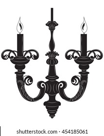 Baroque Elegant Wall lamp with ornaments.Vector Elegant Royal Baroque Style Wall lamp