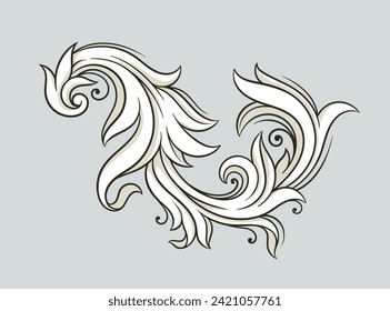 Baroque element concept. Traditional ornament and pattern. Poster, banner or cover. Architecture of old Rome and Greece. Linear flat vector illustration isolated on grey background