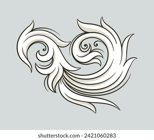 Baroque element concept. Traditional ornament and pattern. Sticker for social networks. Architecture of old Rome and Greece. Linear flat vector illustration isolated on grey background