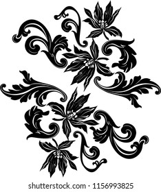 Baroque element with lilies to create an ornament. The pattern in the Baroque style. The basis for the vector pattern. Vector Baroque pattern. Baroque flowers