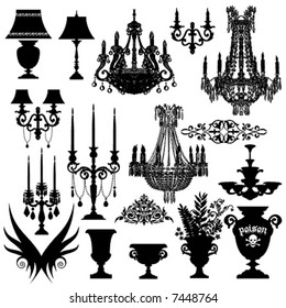 Baroque elements, vector silhouettes.