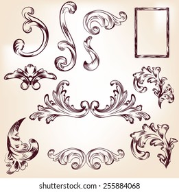 Baroque elements for your design, baroque texture, backgrounds, frames... Vector eps10.