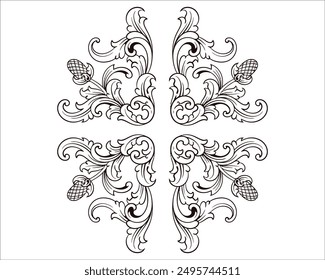 Baroque engraved. Victorian floral ornamental borders, vintage decorative frame elements. Vector illustration royal set for wedding invitation and greeting cards, ornaments romantic invitations