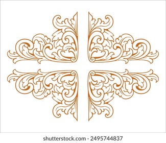 Baroque engraved. Victorian floral ornamental borders, vintage decorative frame elements. Vector illustration royal set for wedding invitation and greeting cards, ornaments romantic invitations