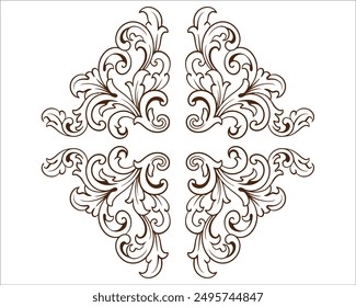 Baroque engraved. Victorian floral ornamental borders, vintage decorative frame elements. Vector illustration royal set for wedding invitation and greeting cards, ornaments romantic invitations