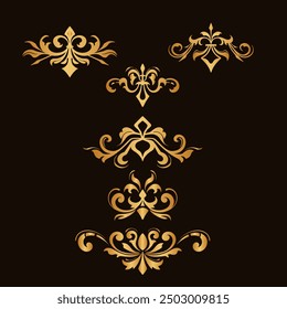 Baroque engraved. Victorian floral ornamental borders, luxury vintage decorative frame elements. Vector illustration royal set for wedding invitation and greeting cards, ornaments romantic invitations