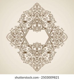 Baroque engraved. Victorian floral ornamental borders, luxury vintage decorative frame elements. Vector illustration royal set for wedding invitation and greeting cards, ornaments romantic invitations