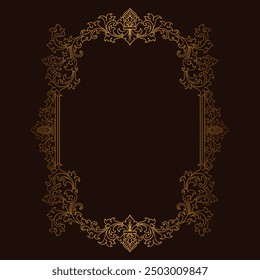 Baroque engraved. Victorian floral ornamental borders, luxury vintage decorative frame elements. Vector illustration royal set for wedding invitation and greeting cards, ornaments romantic invitations