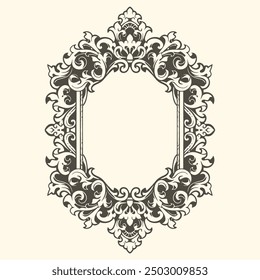 Baroque engraved. Victorian floral ornamental borders, luxury vintage decorative frame elements. Vector illustration royal set for wedding invitation and greeting cards, ornaments romantic invitations