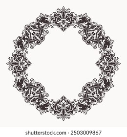 Baroque engraved. Victorian floral ornamental borders, luxury vintage decorative frame elements. Vector illustration royal set for wedding invitation and greeting cards, ornaments romantic invitations