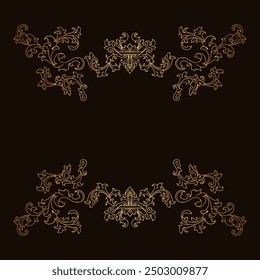 Baroque engraved. Victorian floral ornamental borders, luxury vintage decorative frame elements. Vector illustration royal set for wedding invitation and greeting cards, ornaments romantic invitations