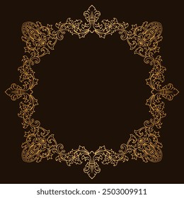 Baroque engraved. Victorian floral ornamental borders, luxury vintage decorative frame elements. Vector illustration royal set for wedding invitation and greeting cards, ornaments romantic invitations