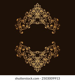 Baroque engraved. Victorian floral ornamental borders, luxury vintage decorative frame elements. Vector illustration royal set for wedding invitation and greeting cards, ornaments romantic invitations