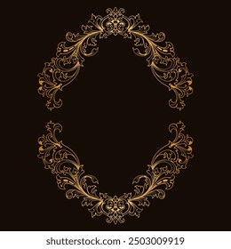 Baroque engraved. Victorian floral ornamental borders, luxury vintage decorative frame elements. Vector illustration royal set for wedding invitation and greeting cards, ornaments romantic invitations