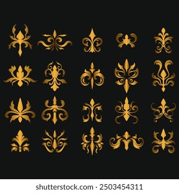 Baroque engraved. Victorian floral ornamental borders, luxury vintage decorative frame elements. Vector illustration royal set for wedding invitation and greeting cards, ornaments romantic invitations