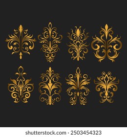 Baroque engraved. Victorian floral ornamental borders, luxury vintage decorative frame elements. Vector illustration royal set for wedding invitation and greeting cards, ornaments romantic invitations