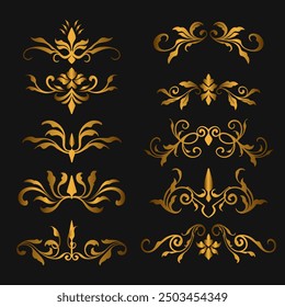 Baroque engraved. Victorian floral ornamental borders, luxury vintage decorative frame elements. Vector illustration royal set for wedding invitation and greeting cards, ornaments romantic invitations