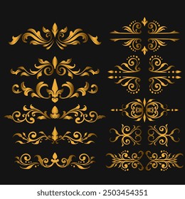 Baroque engraved. Victorian floral ornamental borders, luxury vintage decorative frame elements. Vector illustration royal set for wedding invitation and greeting cards, ornaments romantic invitations