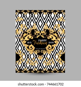 Baroque Fashion Decorative Design Posters, Luxury Brochures, Club Party Flyer, Abstract Renaissance Background in Vector