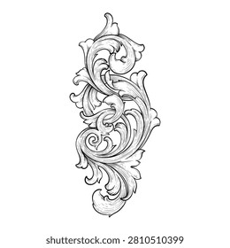 baroque filigree carving vector line art hand drawn illustration